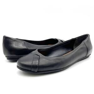 Zodiac Womens US 8 Sadie Slip‎ On Ballet Flats Black Leather Classic Casual